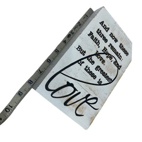 Home Décor Small Sign Faith Hope Love Distressed Farmhouse Shabby Chic White - Picture 9 of 11